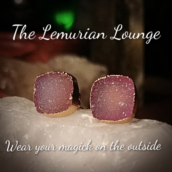 Boho Gypsy Crystal Druzy Stud Earingd - Picture 1 of 4